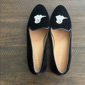 Jack Rogers Black Velvet Women's Flats with Embroidery